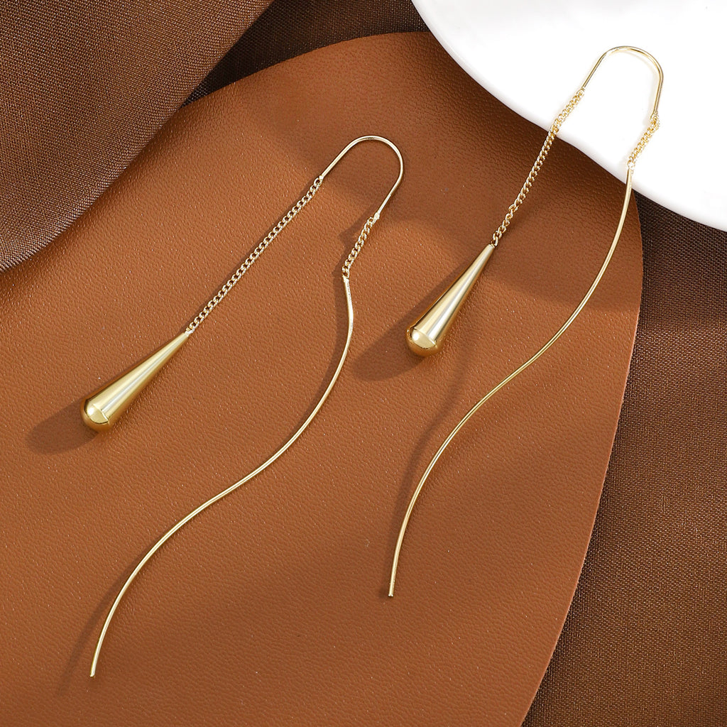 New long tassel earrings for women, high-end, understated luxury, niche earrings, ear thread teardrop earrings wholesale.