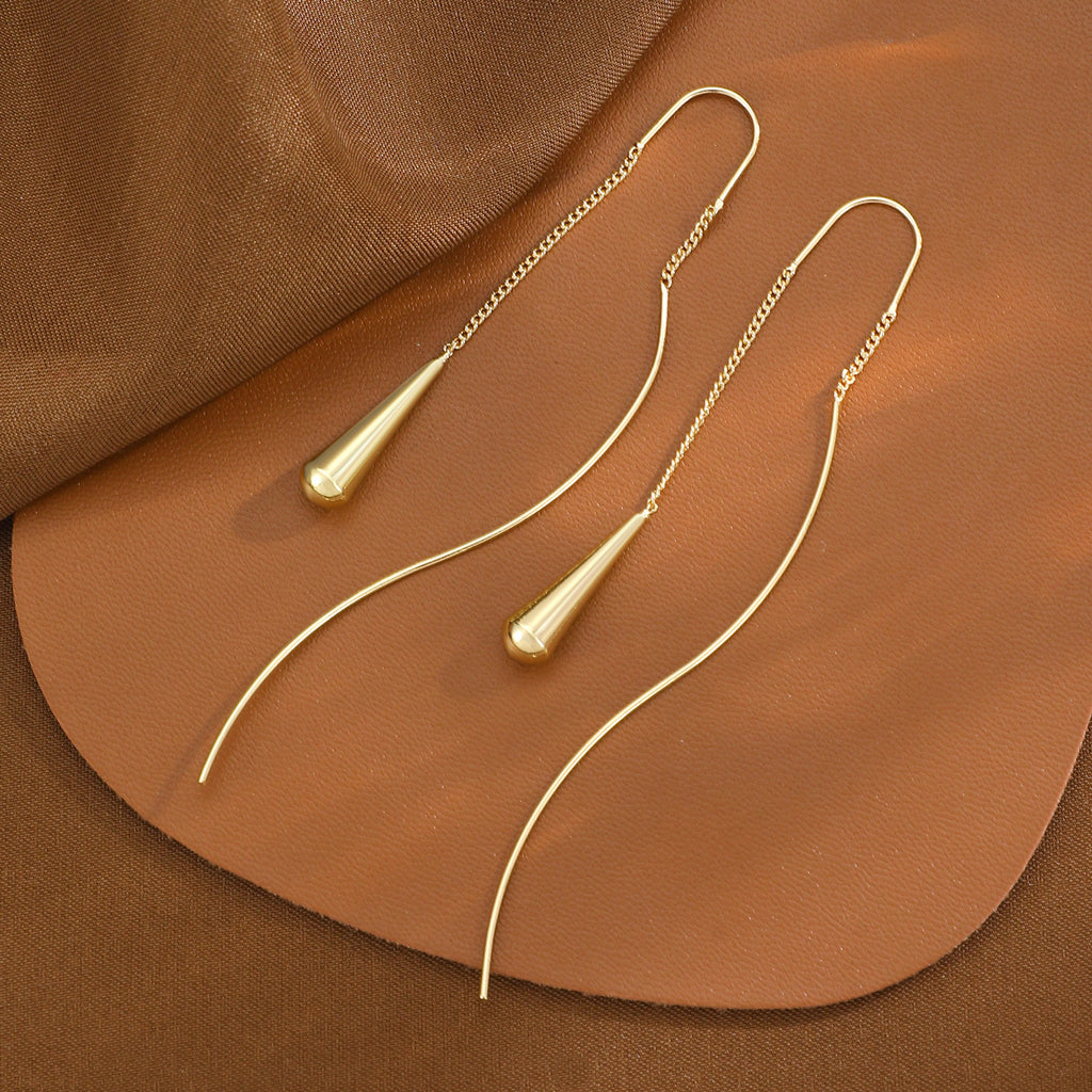 New long tassel earrings for women, high-end, understated luxury, niche earrings, ear thread teardrop earrings wholesale.