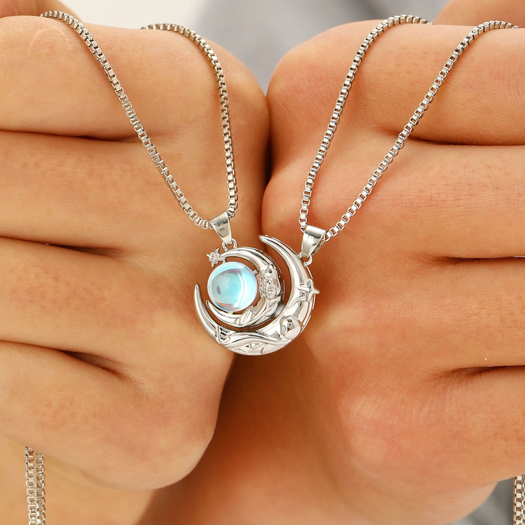 New Moon and Sun Couple Necklace, Magnetic Sun and Moon Clavicle Chain, Valentine's Day Gift for Men and Women