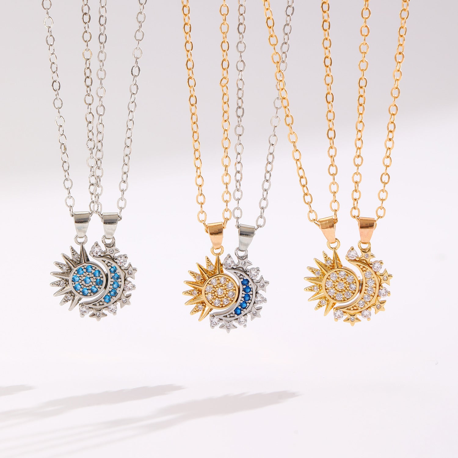 New Moon and Sun Couple Necklace, Magnetic Sun and Moon Clavicle Chain, Valentine's Day Gift for Men and Women