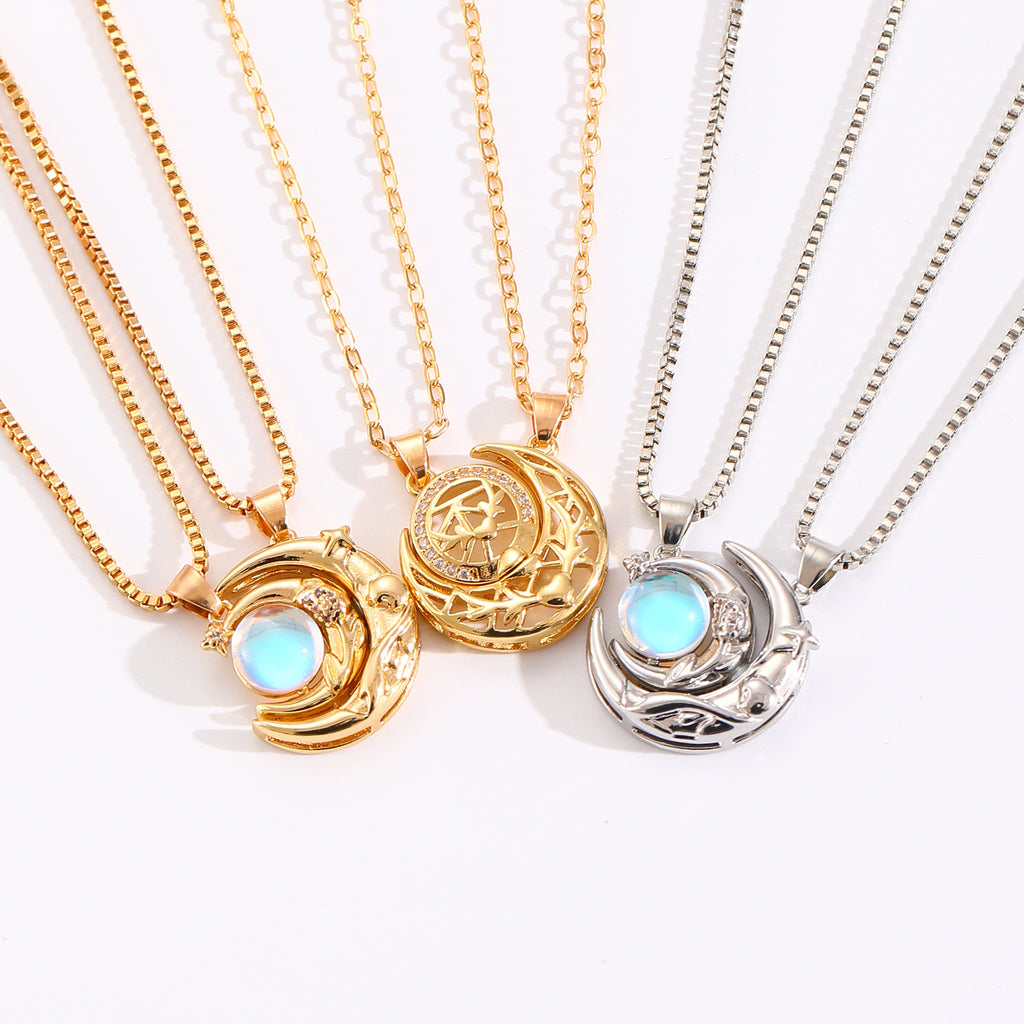 New Moon and Sun Couple Necklace, Magnetic Sun and Moon Clavicle Chain, Valentine's Day Gift for Men and Women