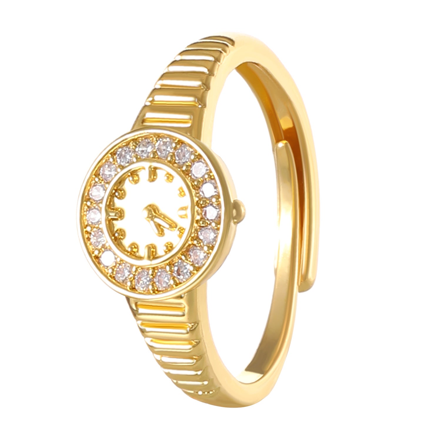Small gold watch ring with adjustable opening, European and American style, personalized light luxury couple's index finger ring, Qixi Festival (Chinese Valentine's Day)