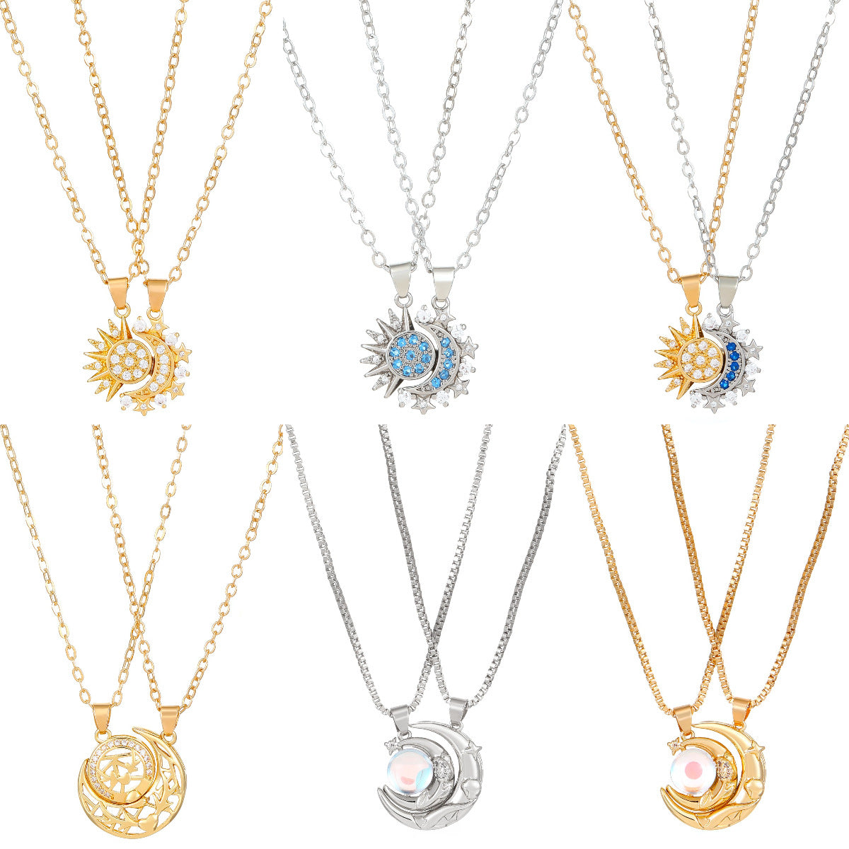 New Moon and Sun Couple Necklace, Magnetic Sun and Moon Clavicle Chain, Valentine's Day Gift for Men and Women